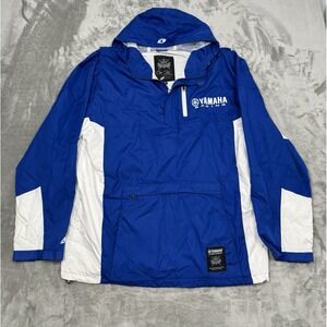 Vintage Yamaha Racing Pullover Jacket Mens 2XL XXL Blue Windbreaker Anorak Y2K